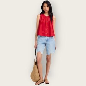 MADEWELL 2025 Edition Button Front Tank Top Sleeveless Shirt Watermelon Medium